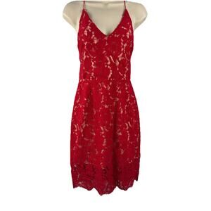 Lush Red Lace Bodycon Midi Dress L NWT Cocktail Holiday Party